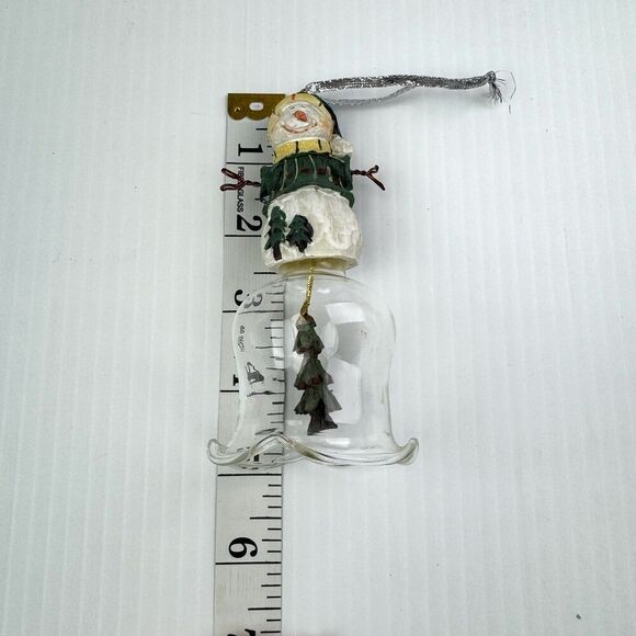 Vintage Snowman Christmas Bell Glass Dinner Tree Bell Ornament - Picture 8 of 8